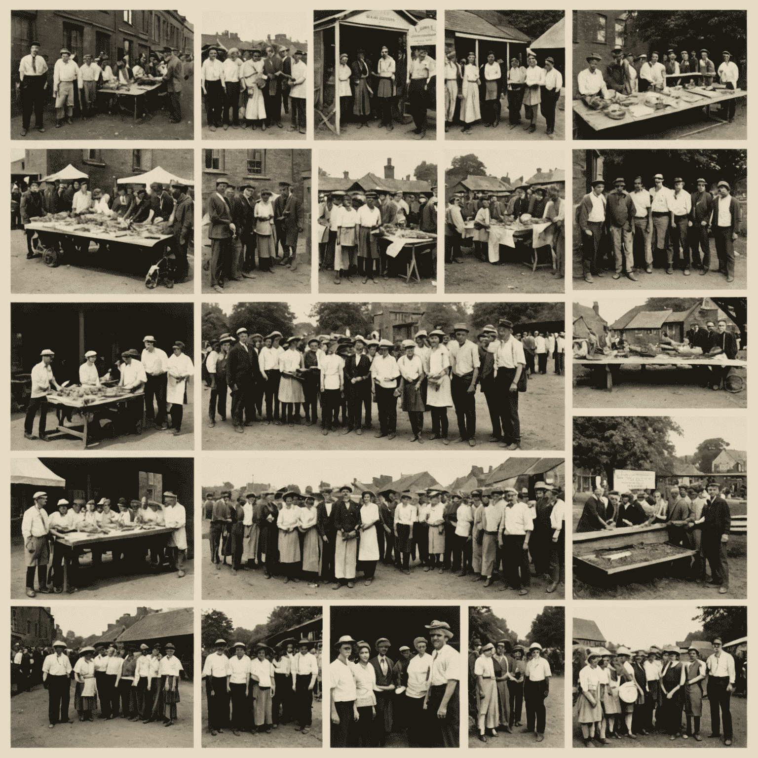 A collage of historical volunteering moments, showing the evolution and diversity of volunteer activities over time