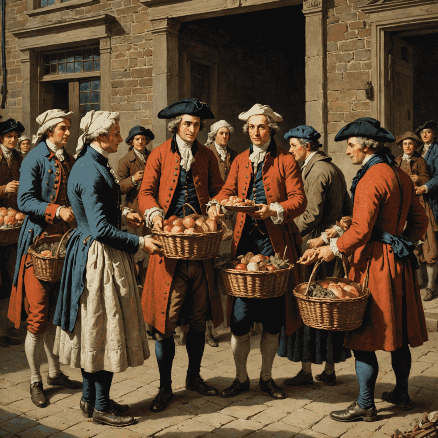 18th-century volunteers distributing food to the poor, illustrating the growth of secular volunteering